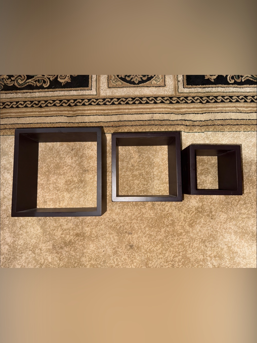 Set of 3 Dark Brown Floating Cube Display Shelves